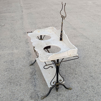 Lavabo doppio in ferro con piano marmo epoca XIX secolo