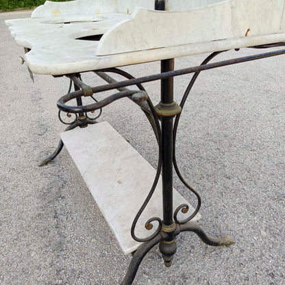 Lavabo doppio in ferro con piano marmo epoca XIX secolo