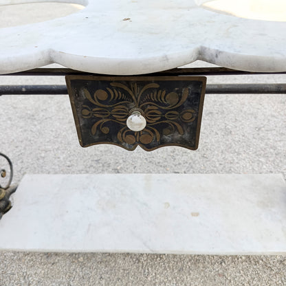 Lavabo doppio in ferro con piano marmo epoca XIX secolo