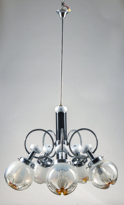LAMPADARIO 5 LUCI MODELLO stile MAZZEGA accaio legno