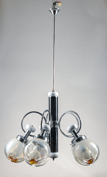 LAMPADARIO 5 LUCI MODELLO stile MAZZEGA accaio legno