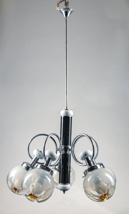 LAMPADARIO 5 LUCI MODELLO stile MAZZEGA accaio legno
