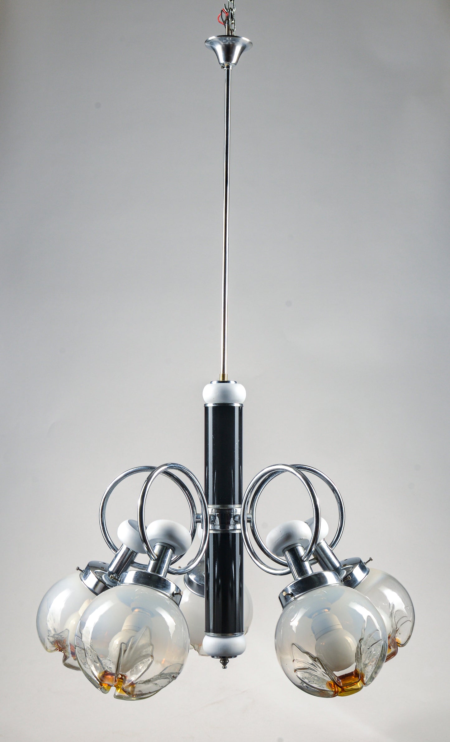 LAMPADARIO 5 LUCI MODELLO stile MAZZEGA accaio legno