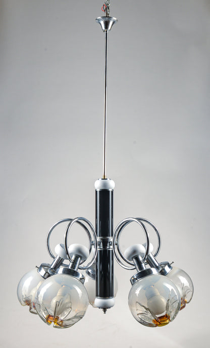 LAMPADARIO 5 LUCI MODELLO stile MAZZEGA accaio legno