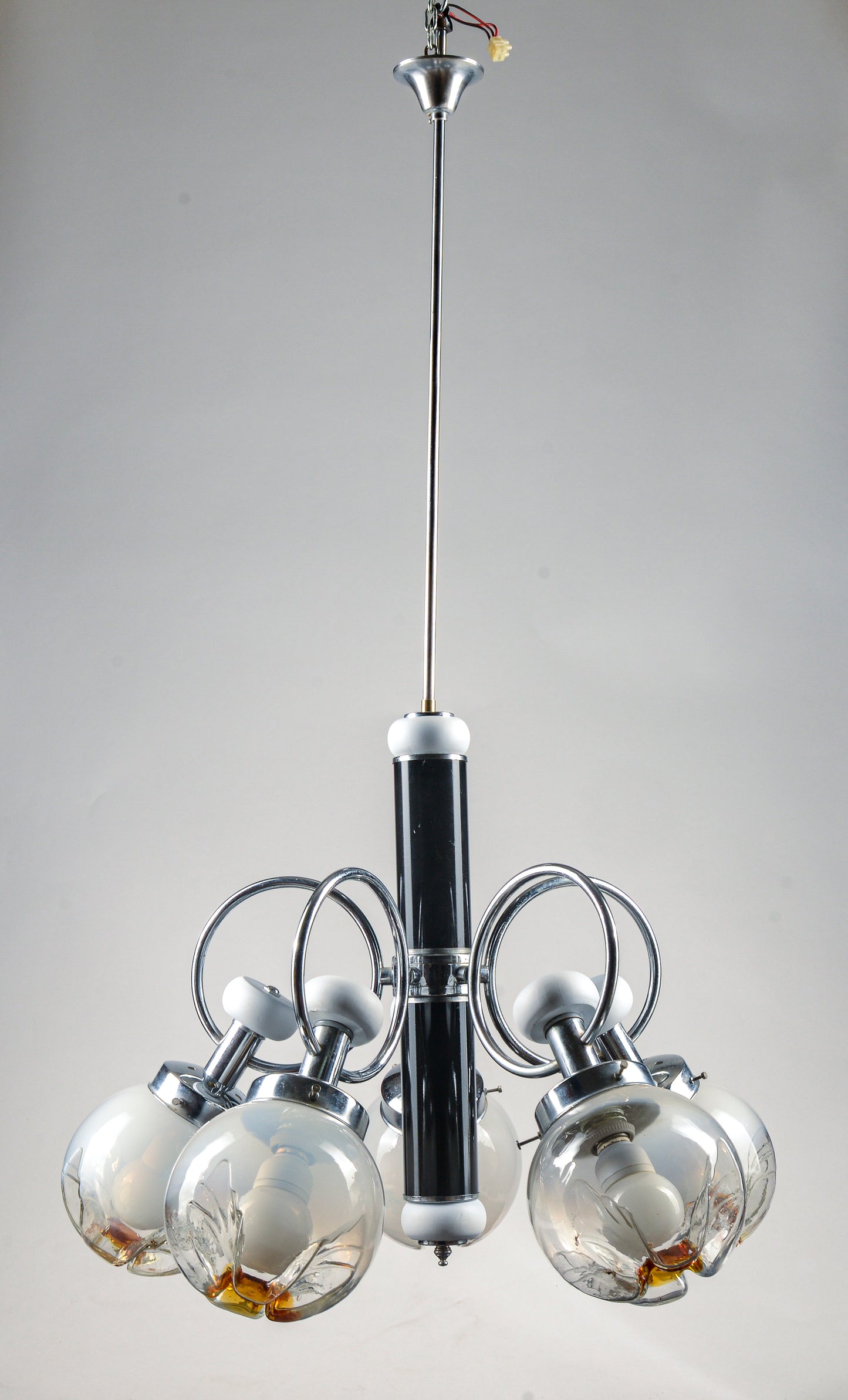 LAMPADARIO 5 LUCI MODELLO stile MAZZEGA accaio legno