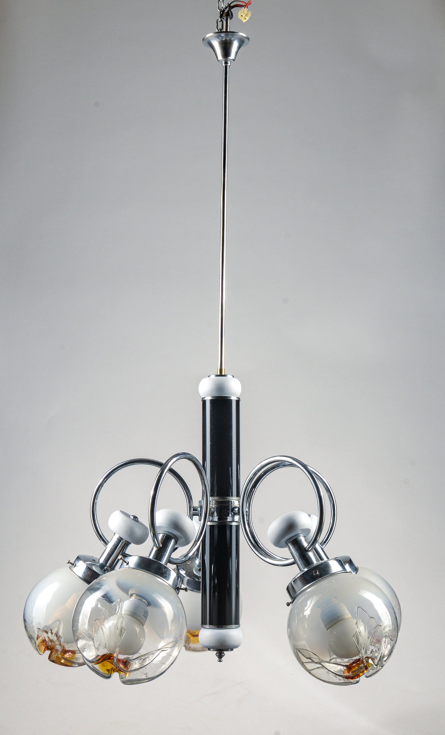LAMPADARIO 5 LUCI MODELLO stile MAZZEGA accaio legno