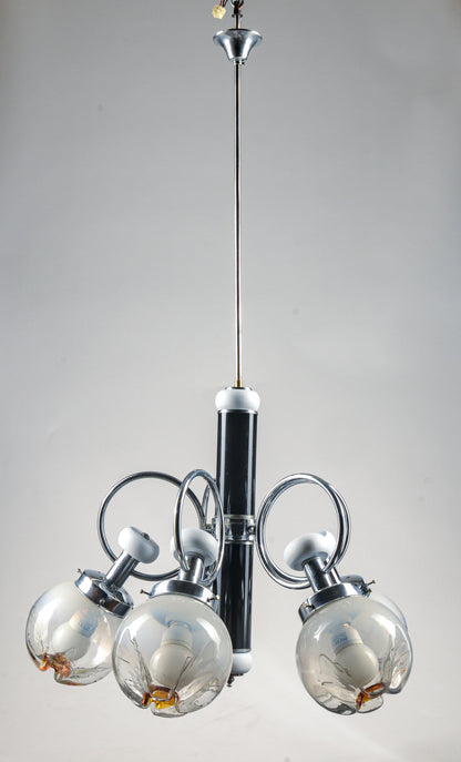 LAMPADARIO 5 LUCI MODELLO stile MAZZEGA accaio legno