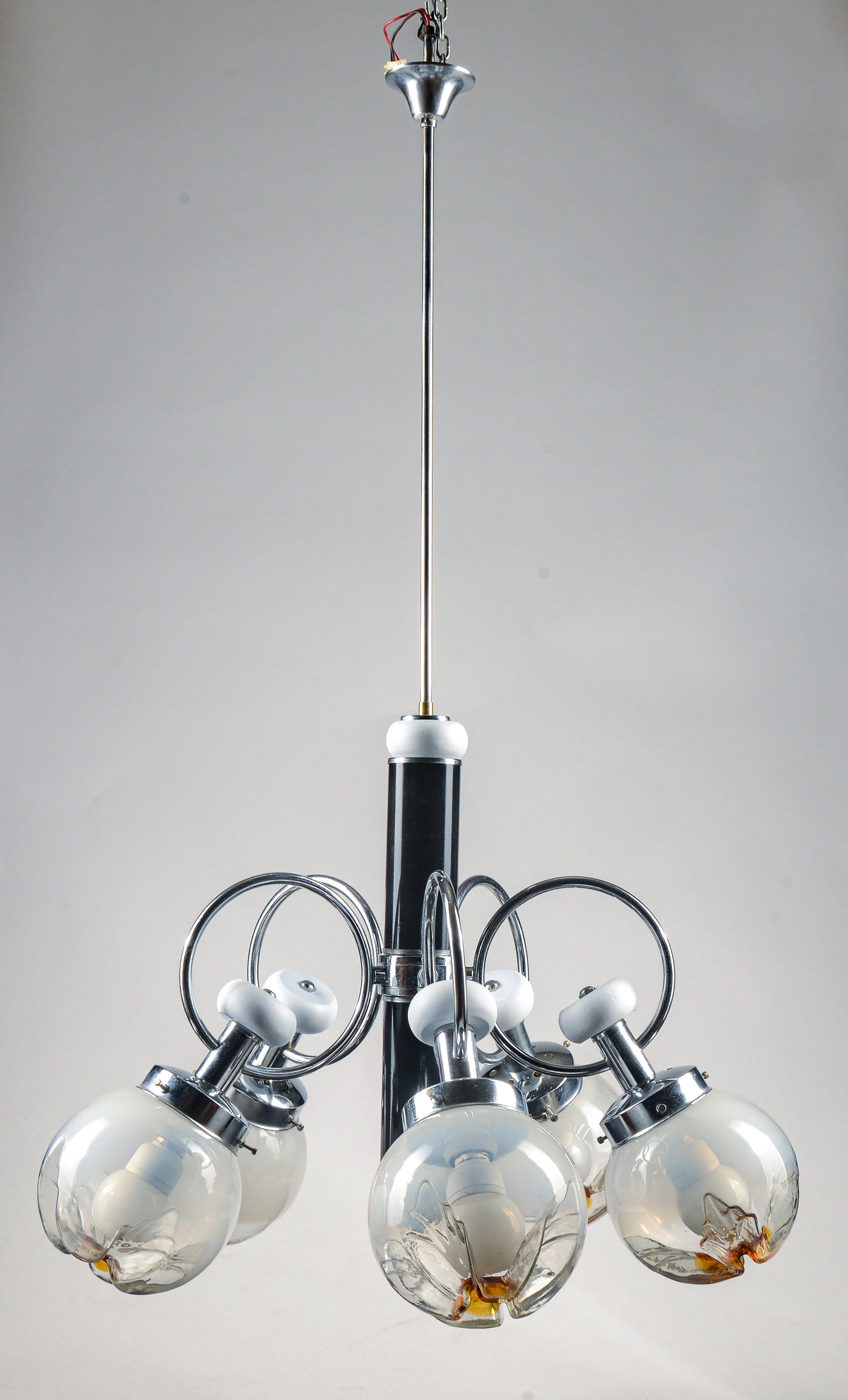 LAMPADARIO 5 LUCI MODELLO stile MAZZEGA accaio legno