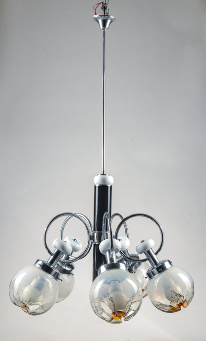 LAMPADARIO 5 LUCI MODELLO stile MAZZEGA accaio legno