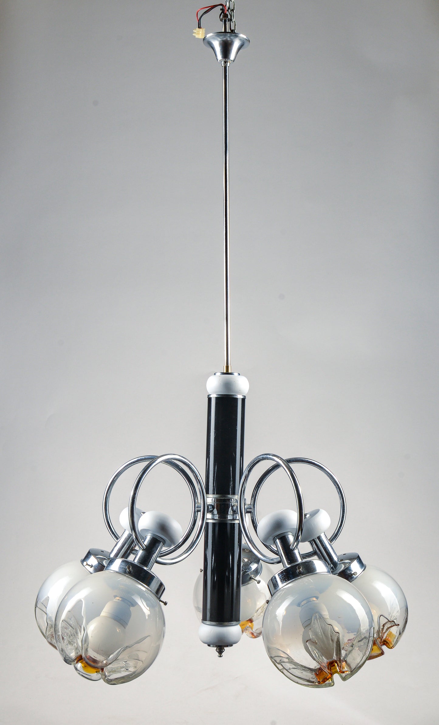 LAMPADARIO 5 LUCI MODELLO stile MAZZEGA accaio legno