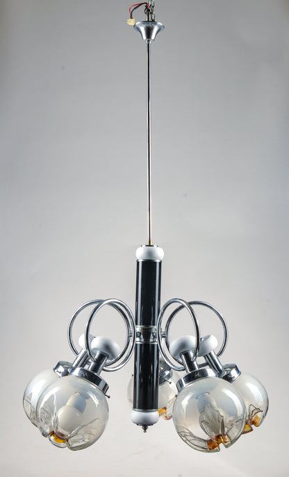 LAMPADARIO 5 LUCI MODELLO stile MAZZEGA accaio legno