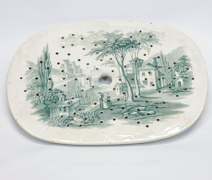 Piatto ovale sottopentola traforato in ceramica epoca fine IXI secolo