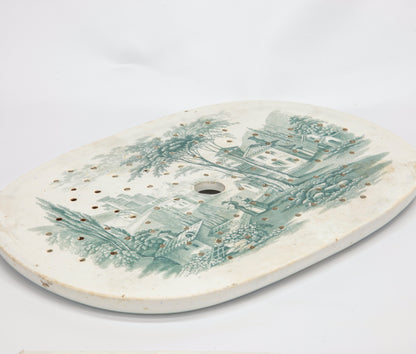 Piatto ovale sottopentola traforato in ceramica epoca fine IXI secolo