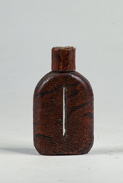 Fiaschetta bottiglia da wisky in pelle di serpente e vetro con visore quantità  fine 800