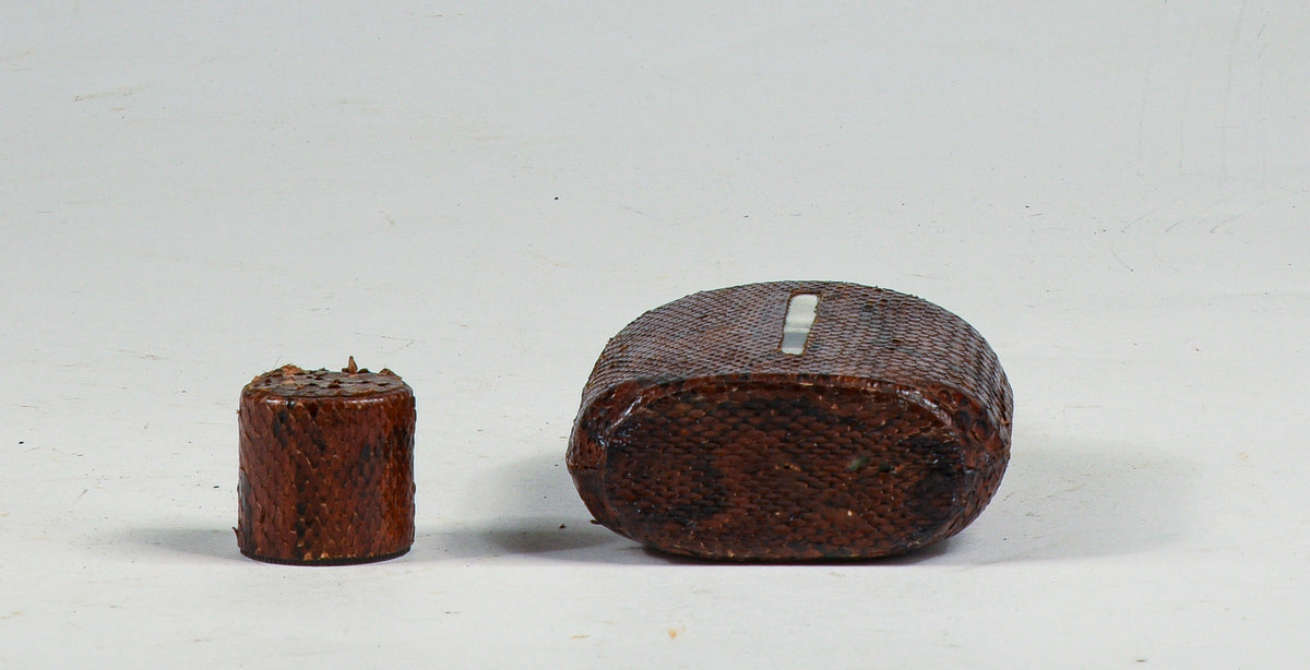 Fiaschetta bottiglia da wisky in pelle di serpente e vetro con visore quantità  fine 800