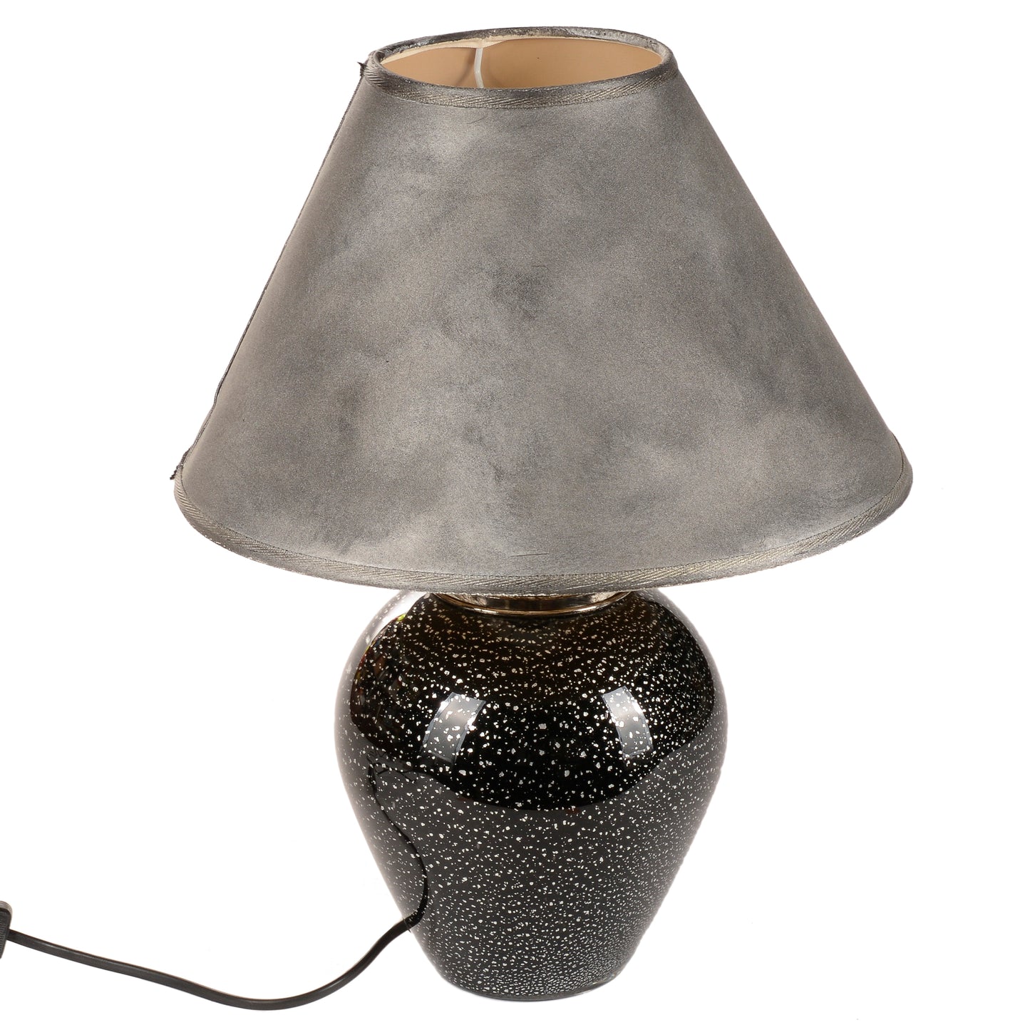 Lampada da tavolo vetro soffiato di Murano nera sfumata in argento design Italia 1980