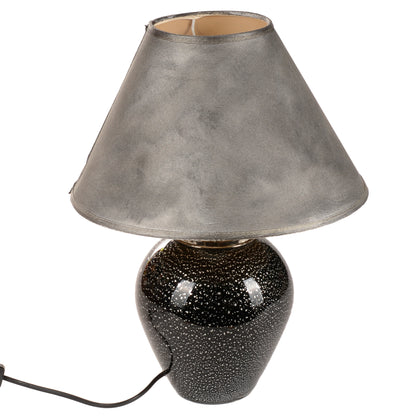 Lampada da tavolo vetro soffiato di Murano nera sfumata in argento design Italia 1980