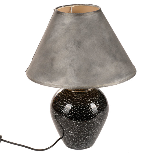 Lampada da tavolo vetro soffiato di Murano nera sfumata in argento design Italia 1980