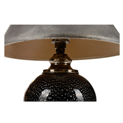 Lampada da tavolo vetro soffiato di Murano nera sfumata in argento design Italia 1980