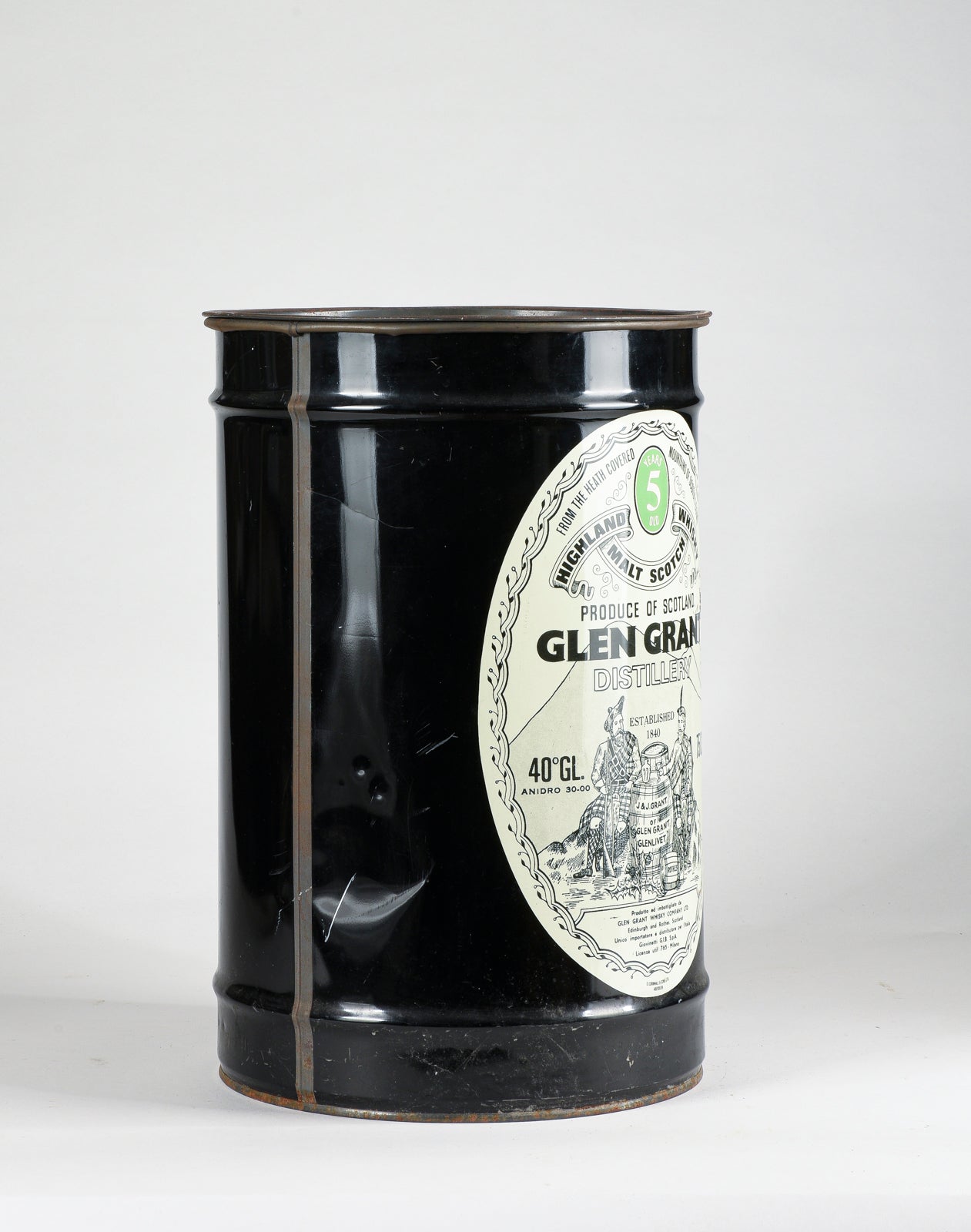 Contenitore metallico pubblicitario Glen Grant whisky , vintage
