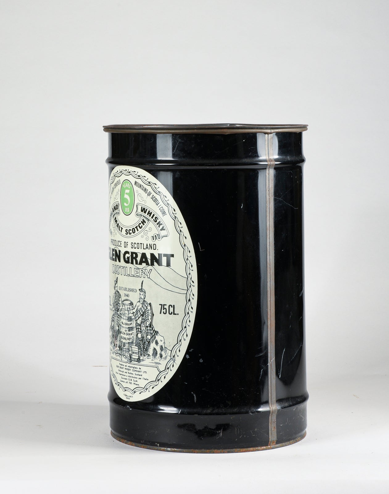 Contenitore metallico pubblicitario Glen Grant whisky , vintage