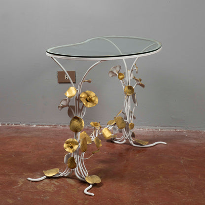 Tavolo tavolino in ferro battuto piano in vetro Italia 1990