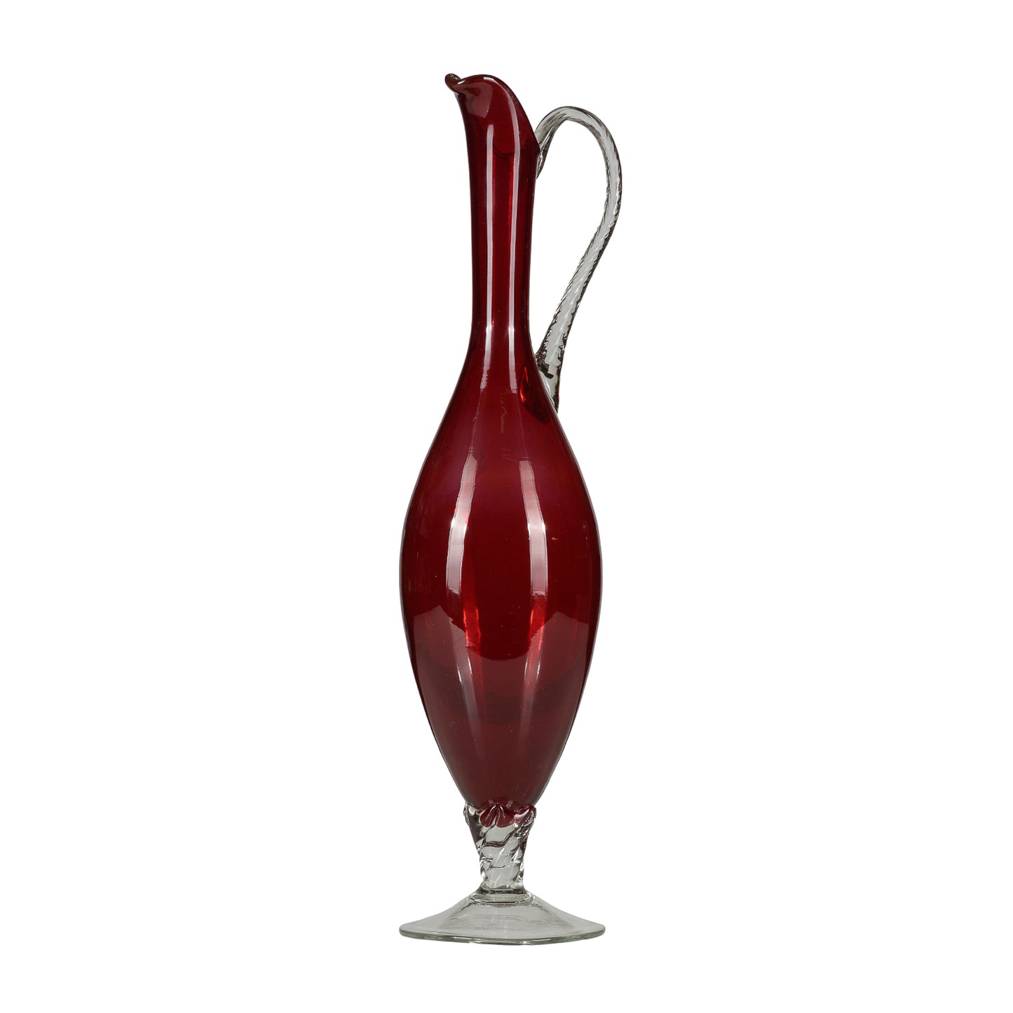 Caraffa brocca ampolla vetro rosso di Murano Italia 1950