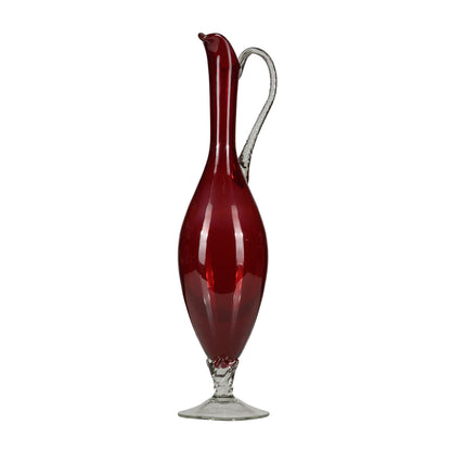 Caraffa brocca ampolla vetro rosso di Murano Italia 1950