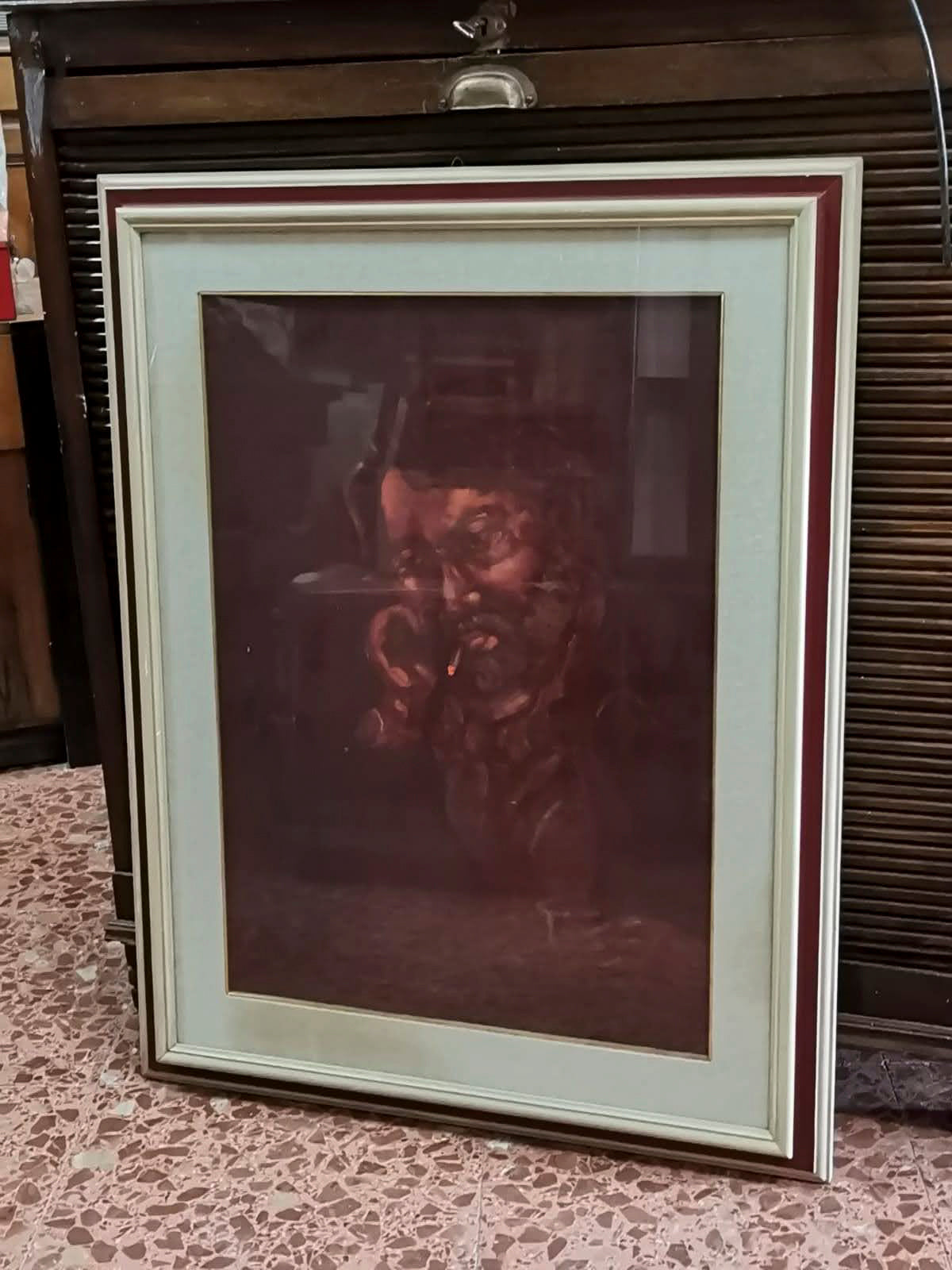 Quadro dipinto signore che fuma Patrica 1980