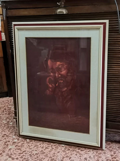 Quadro dipinto signore che fuma Patrica 1980