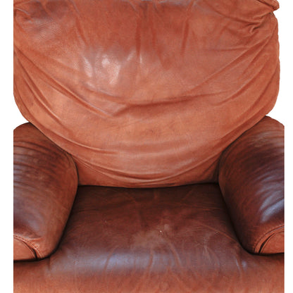 POLTRONA IN PELLE MARRONE by Natuzzi  ITALIA 1980