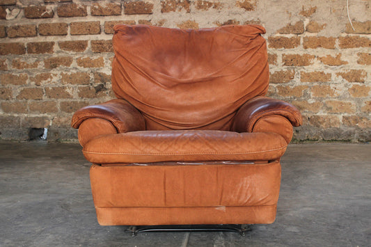POLTRONA IN PELLE MARRONE by Natuzzi  ITALIA 1980