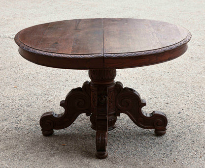 Tavolo rotondo allungabile in rovere  epoca fine 800