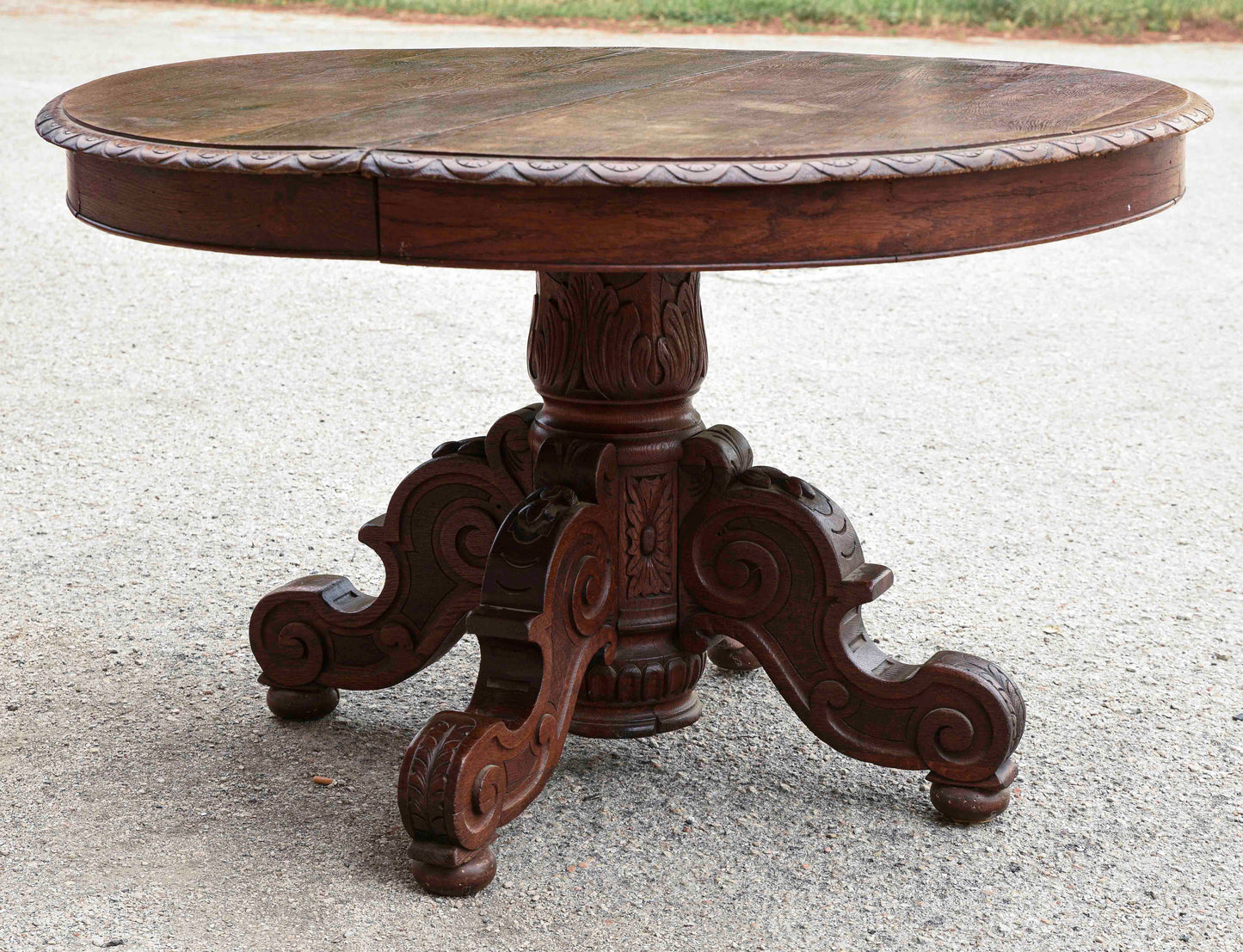 Tavolo rotondo allungabile in rovere  epoca fine 800