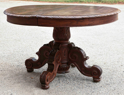 Tavolo rotondo allungabile in rovere  epoca fine 800