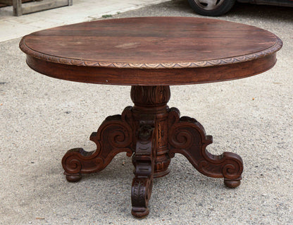 Tavolo rotondo allungabile in rovere  epoca fine 800