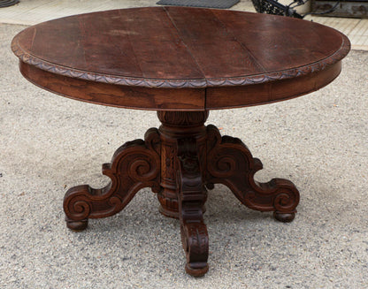 Tavolo rotondo allungabile in rovere  epoca fine 800