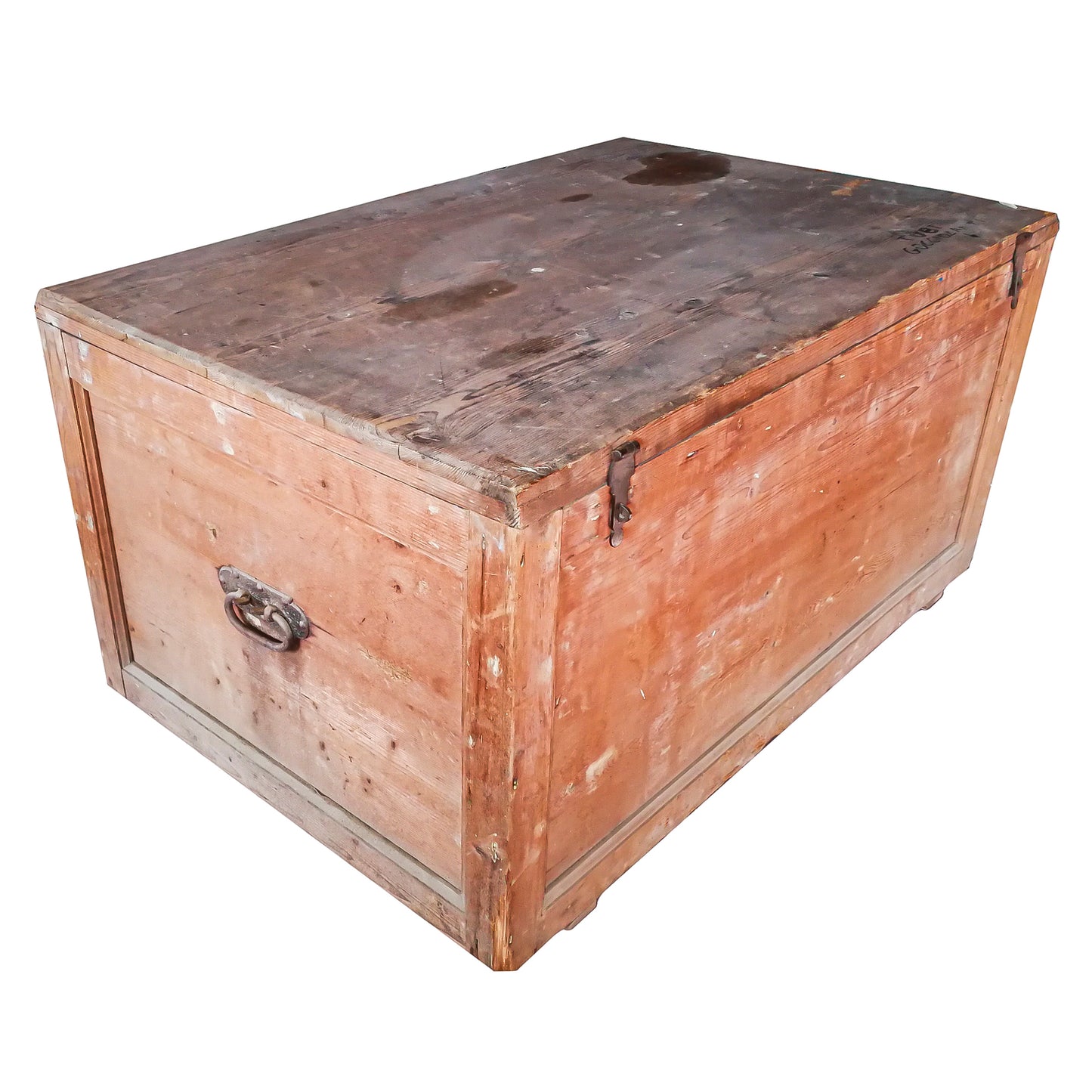 BAULE GRANDE DA VIAGGIO IN LEGNO DI ABETE MASSELLO ITALIA 1920