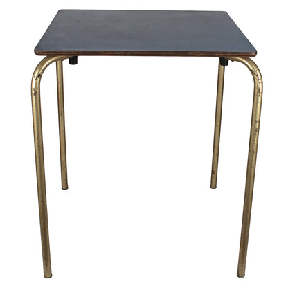 TAVOLINO DA BAR QUADRATOIN FORMICA COLOR BLU E CON STRUTTURA IN METALLO, ITALIA 1960