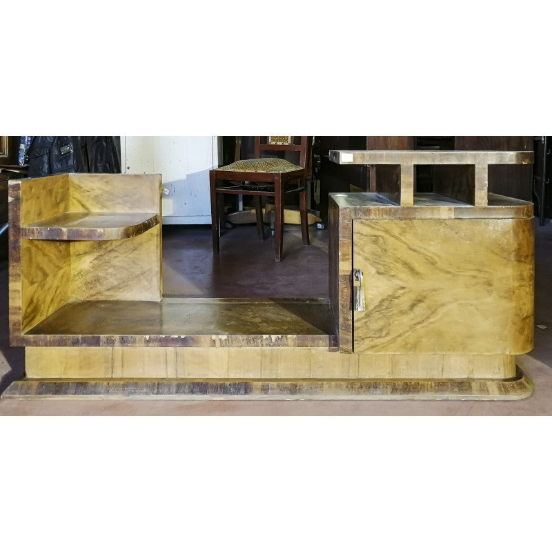 MOBILETTO TOLETTA ART DECO IMPELLICCIATA IN NOCE