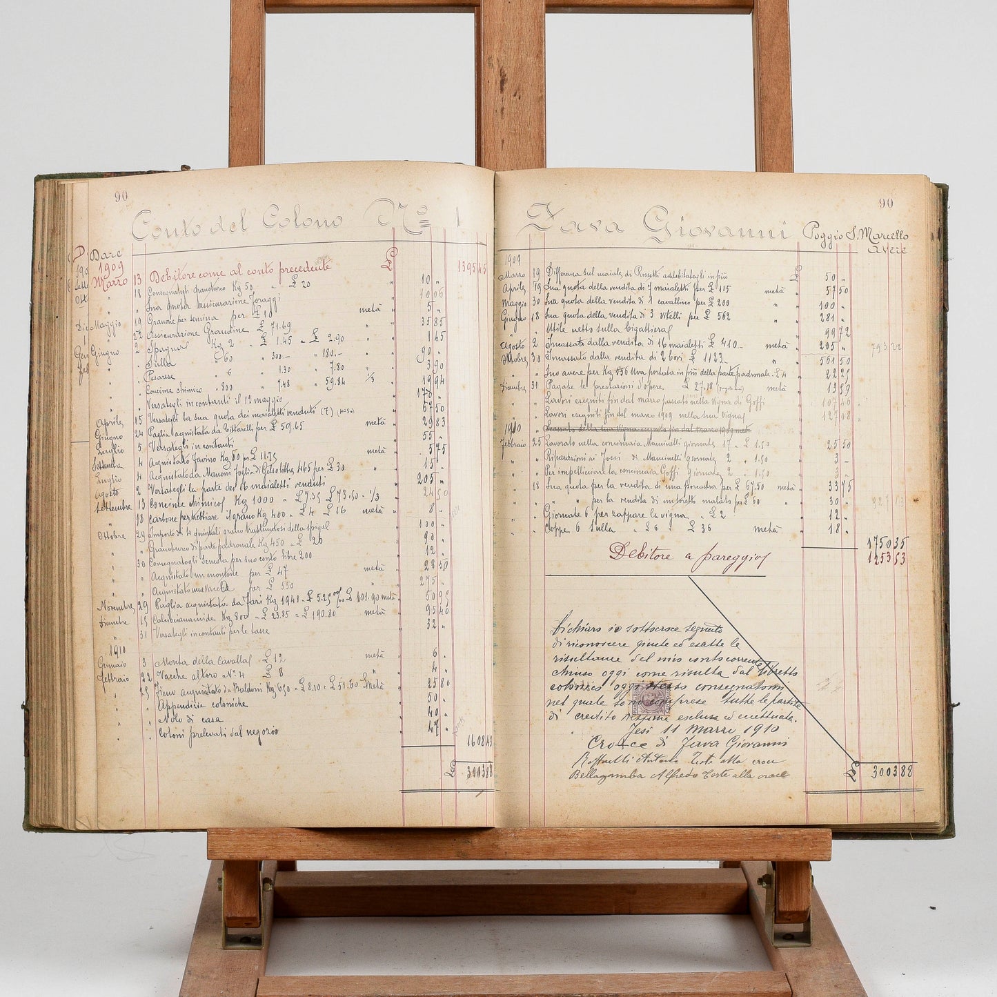 Libro contabile del primo novecento scritto a mano