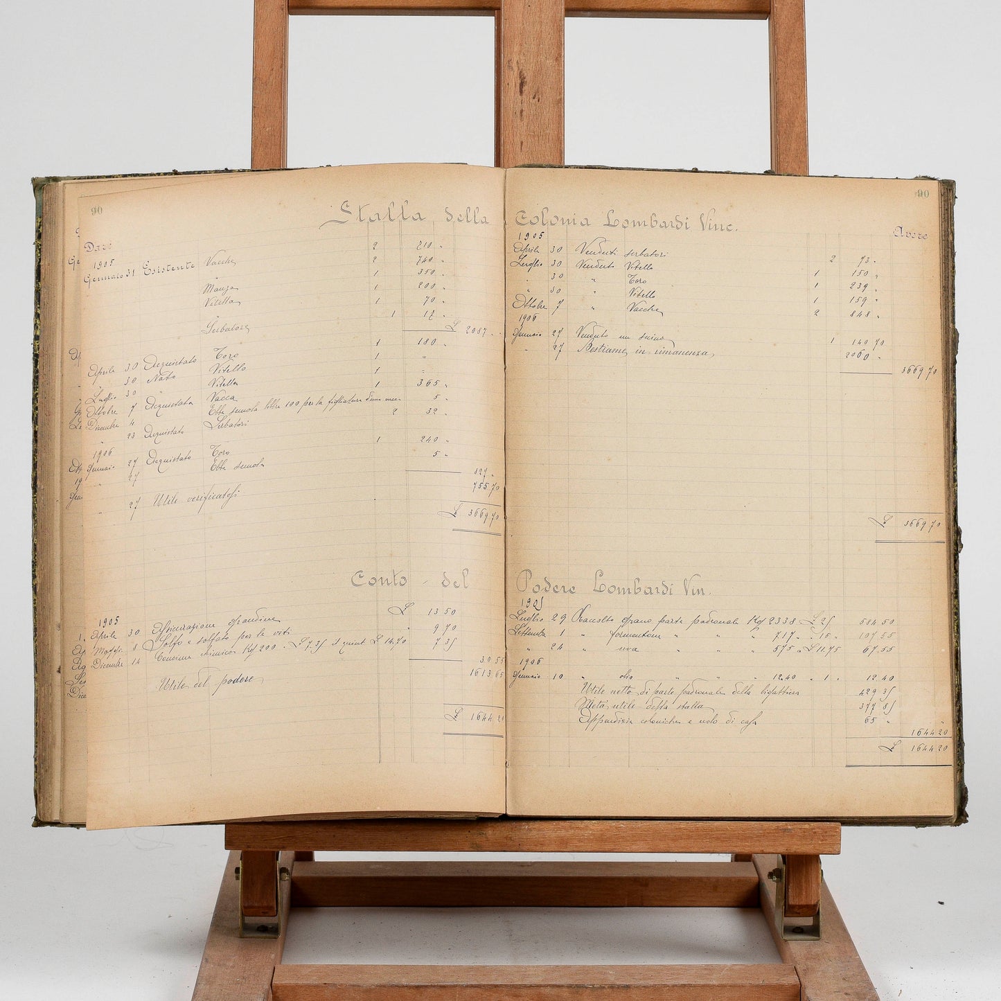 Libro contabile del primo novecento