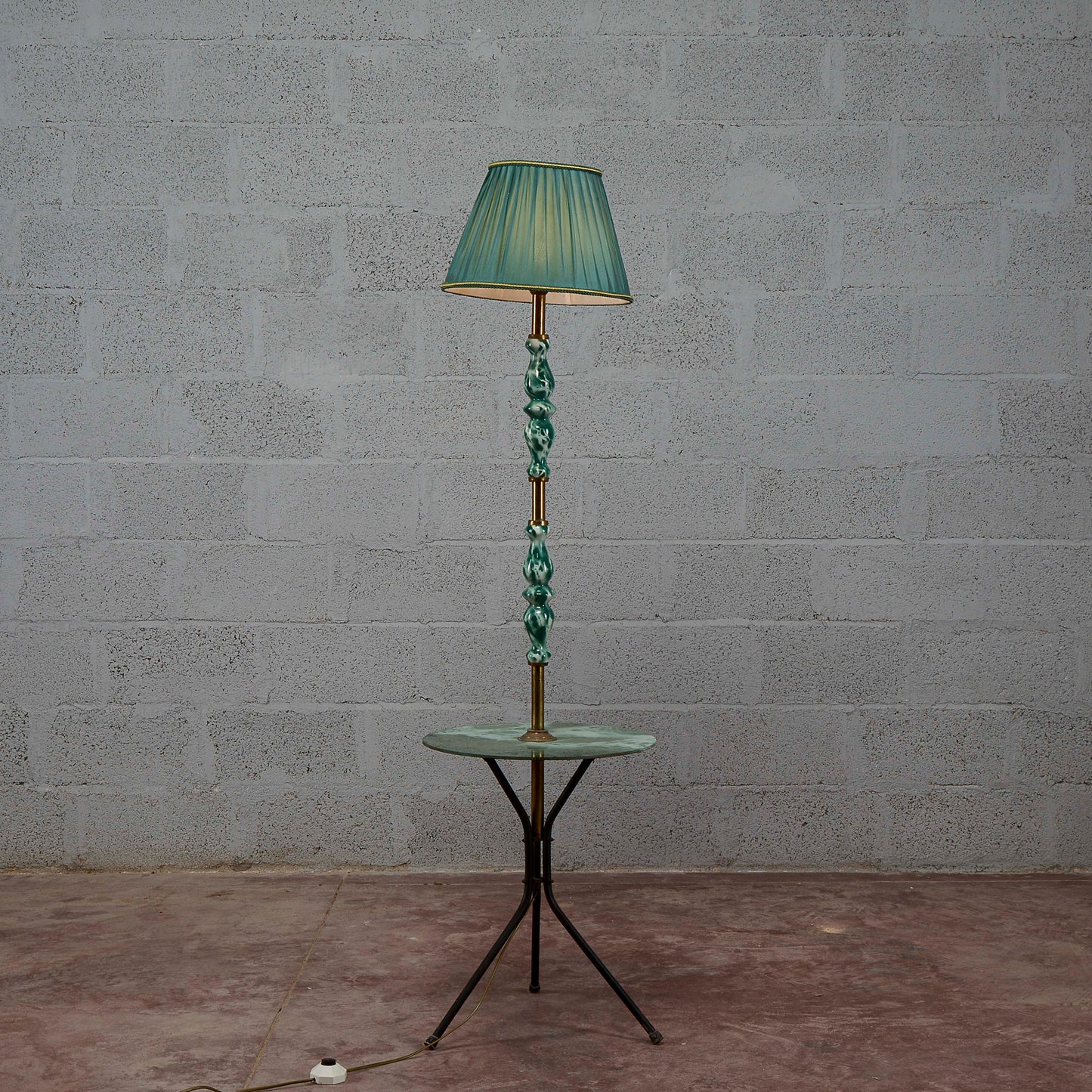 Lampada piantana ceramica vetro anni 50