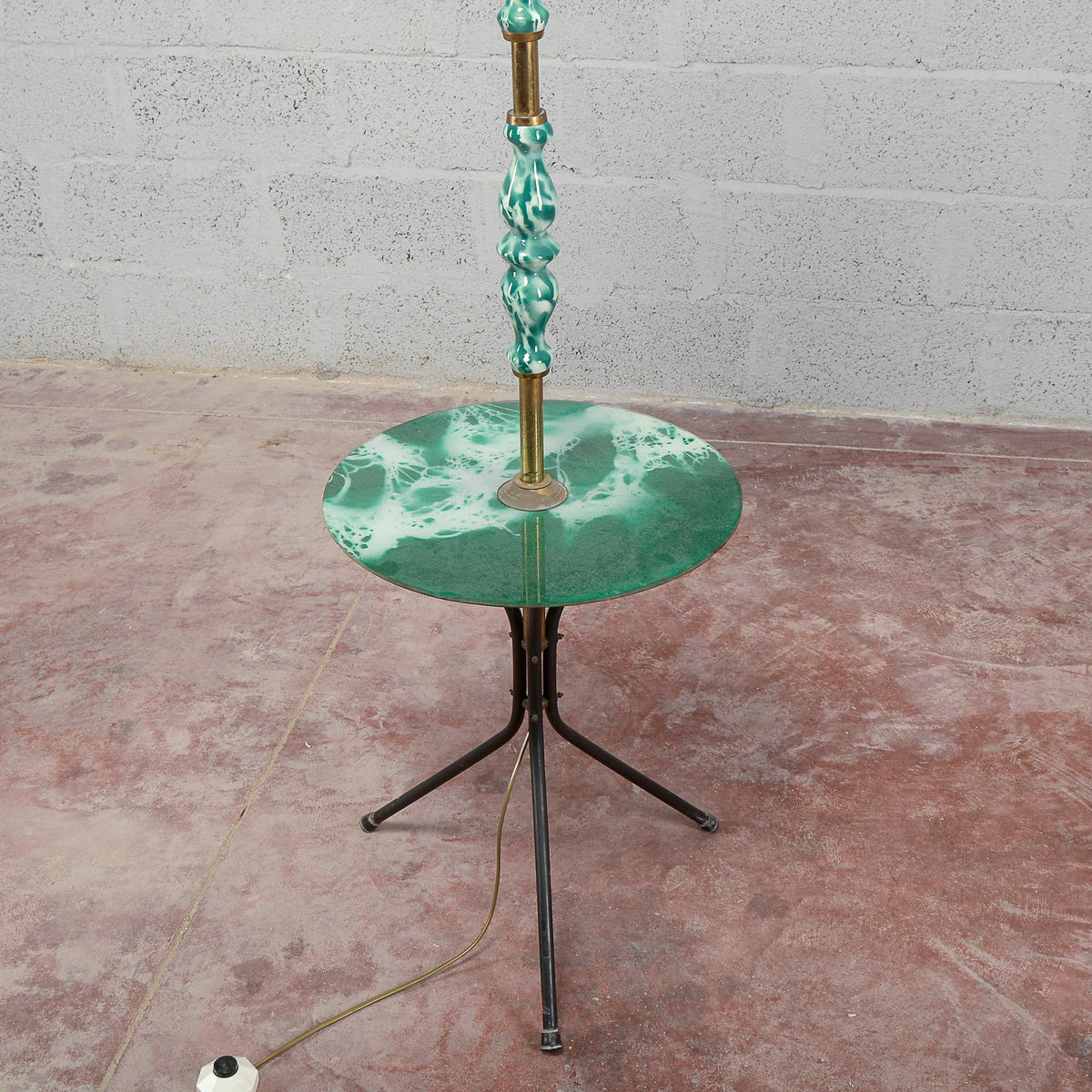 Lampada piantana ceramica vetro anni 50