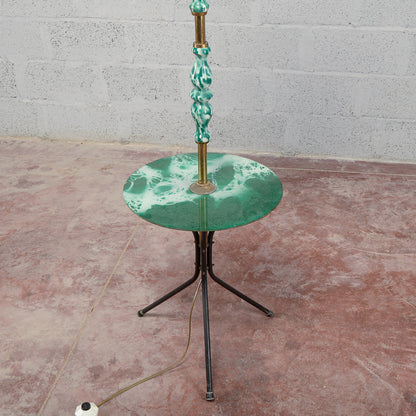 Lampada piantana ceramica vetro anni 50