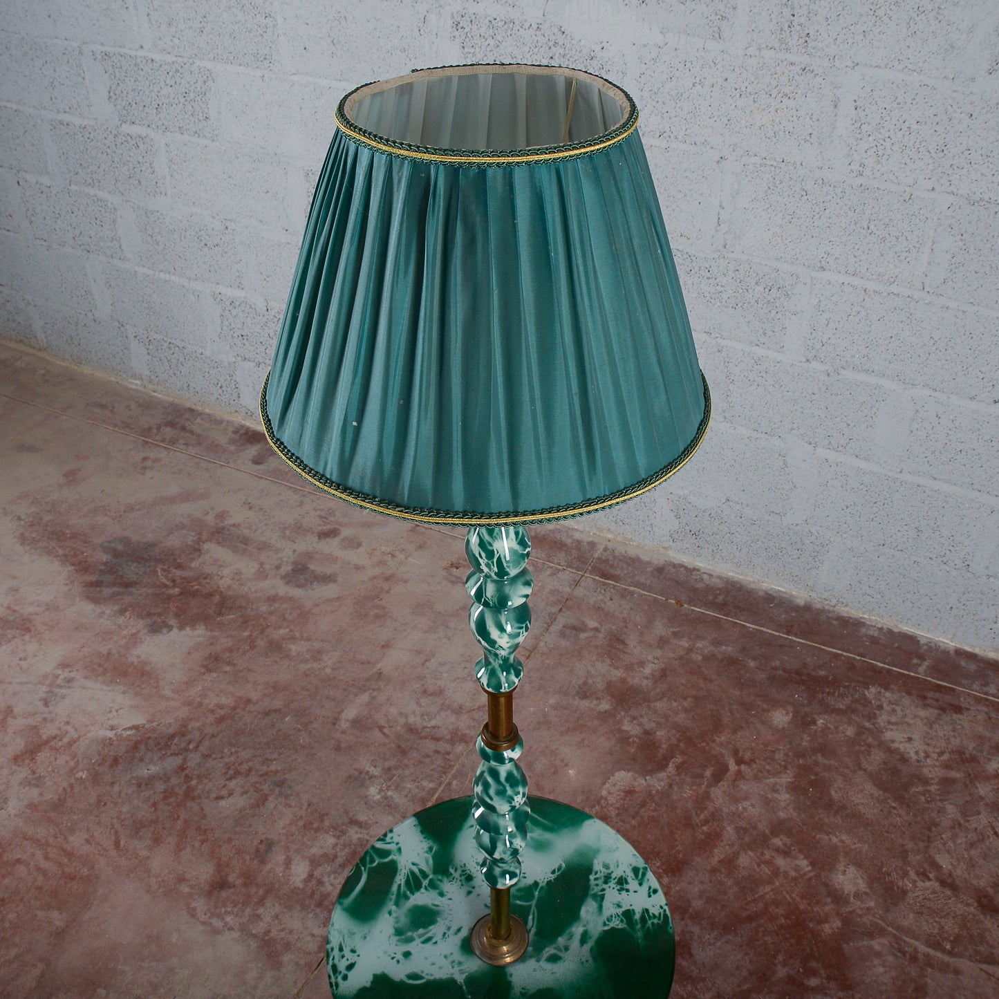 Lampada piantana ceramica vetro anni 50