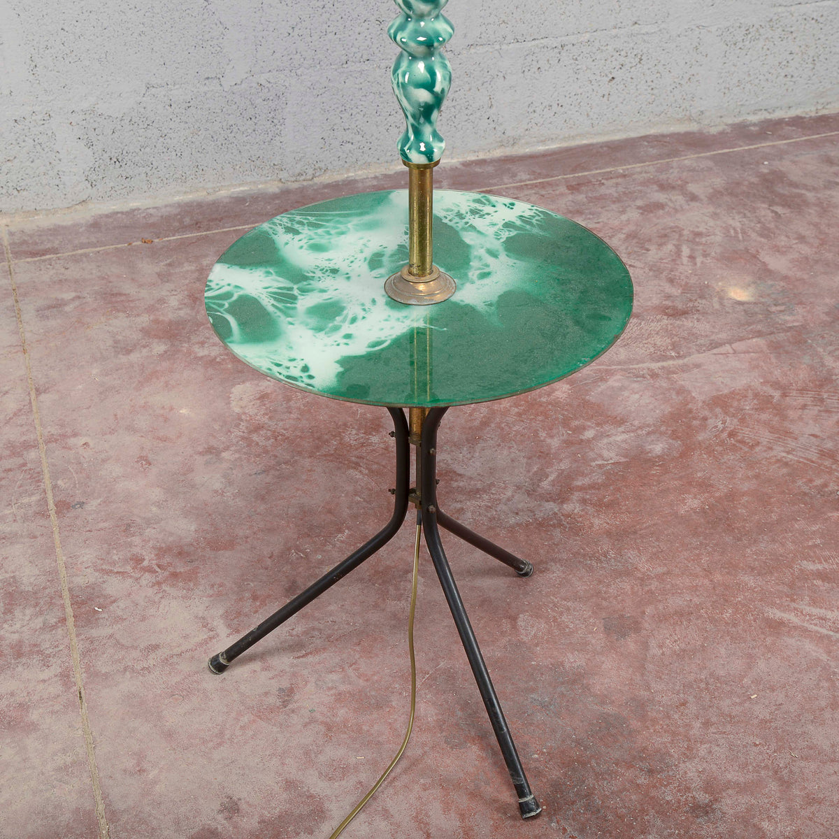 Lampada piantana ceramica vetro anni 50
