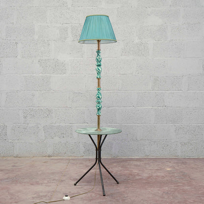Lampada piantana ceramica vetro anni 50