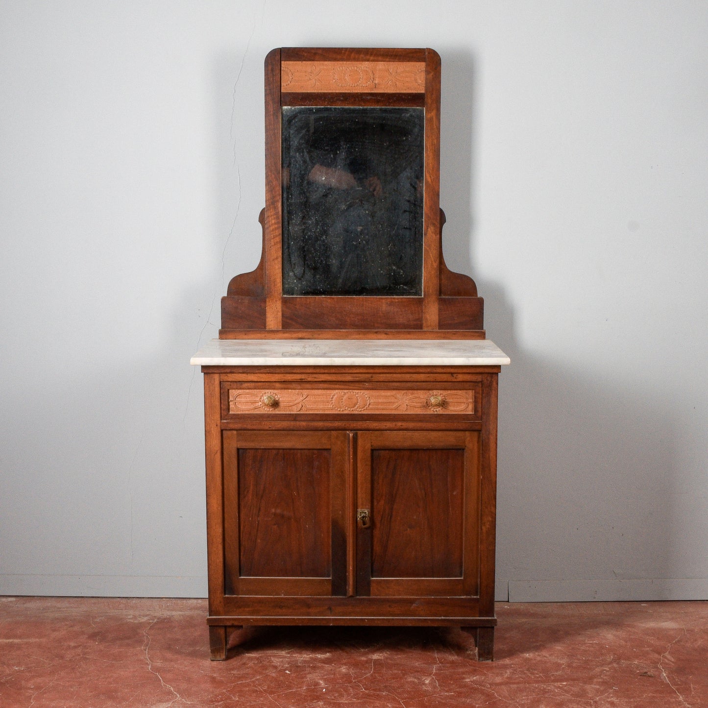 Credenzina con specchio toletta piano marmo
