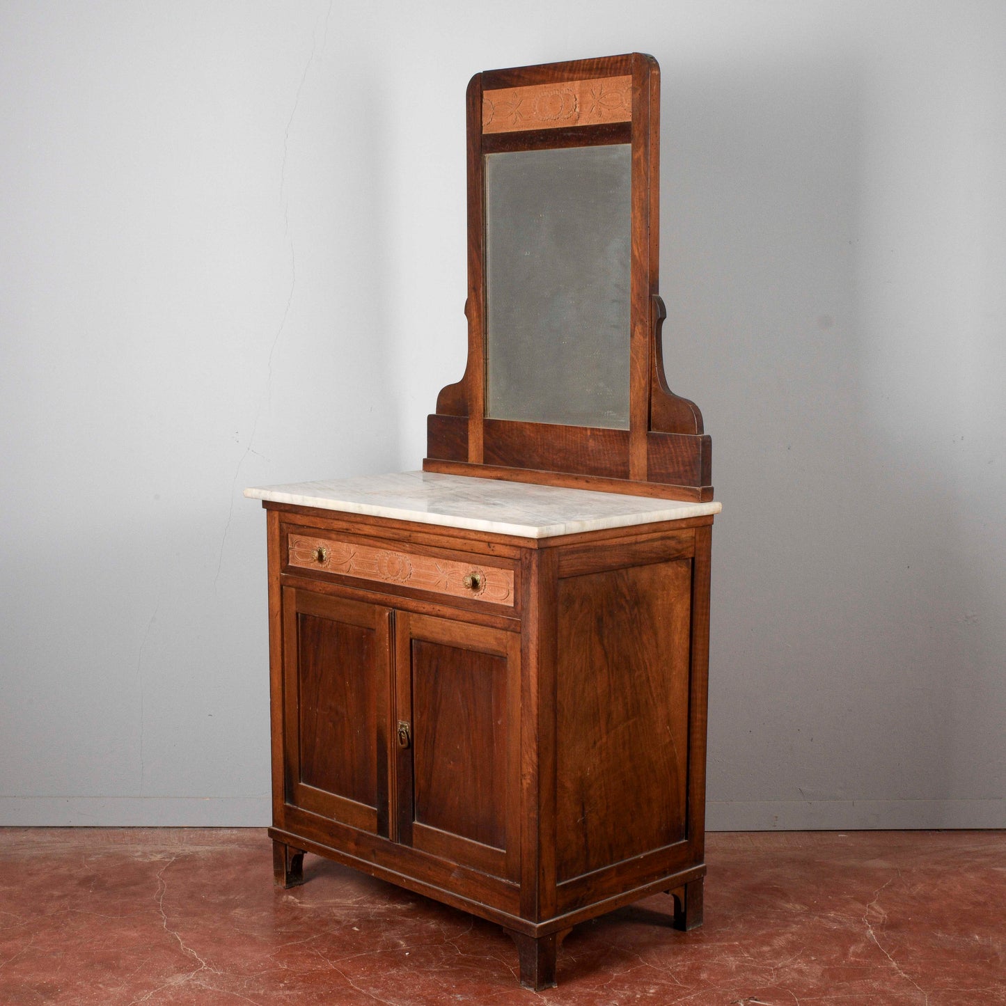 Credenzina con specchio toletta piano marmo